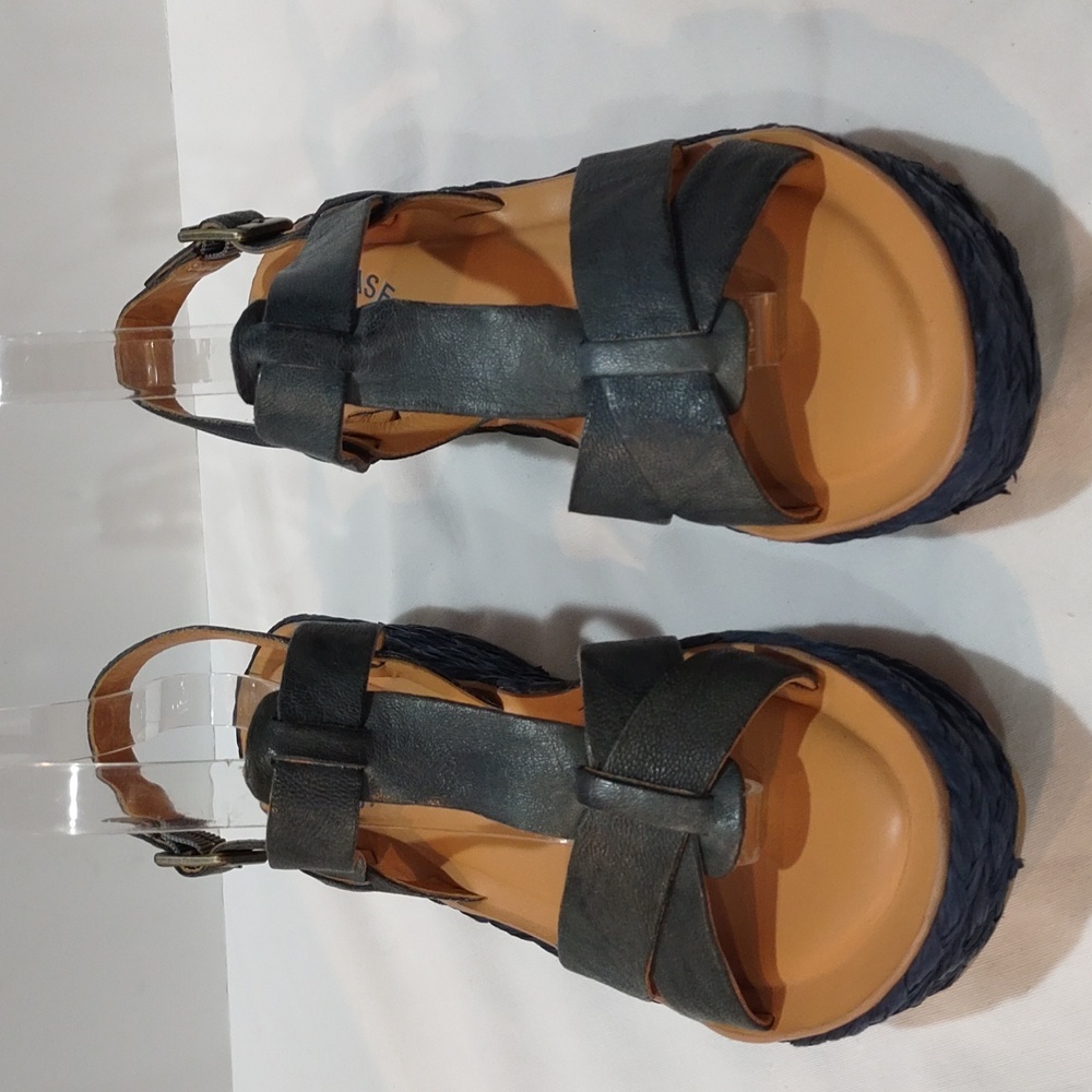 Kork- Ease Blue/Teal Straw Like Espadrille Heel Sandal Size 8/ 39